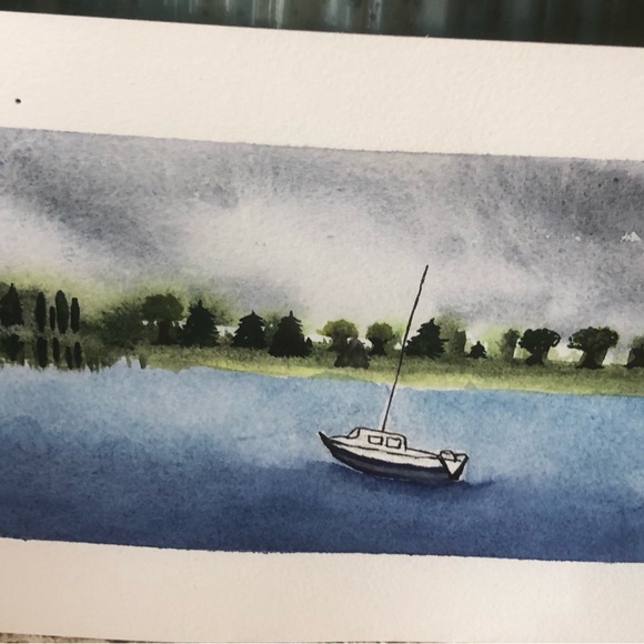 Handmade watercolor painting on a lonely winter’s day. - Picture 1 of 1